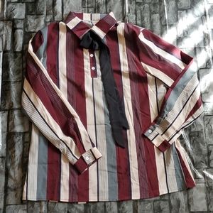 Striped blouse with tie